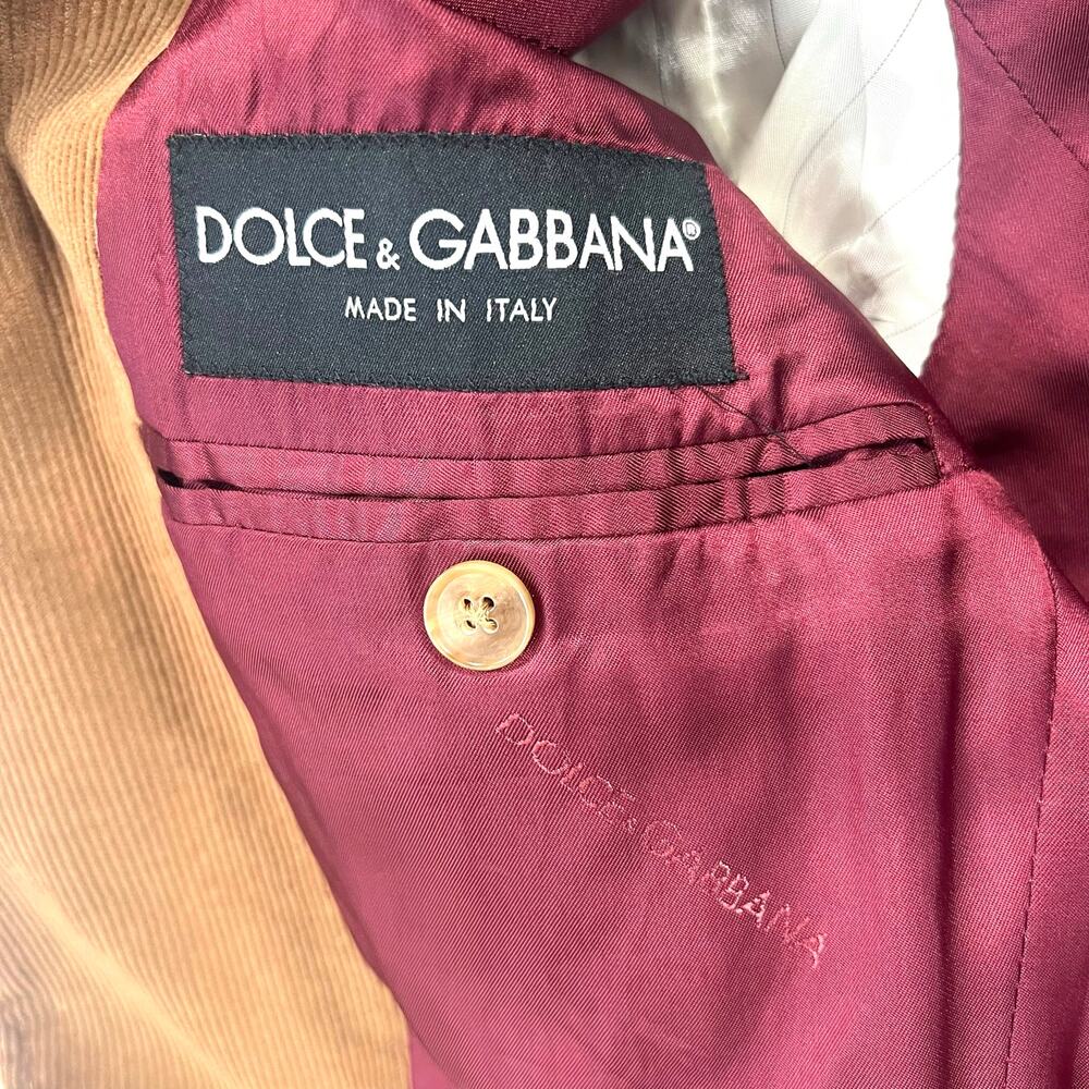 Dolce & Gabbana Camel Corduroy Blazer Men 42R Italy Cranberry Lining Retail$1200 - Picture 4 of 11
